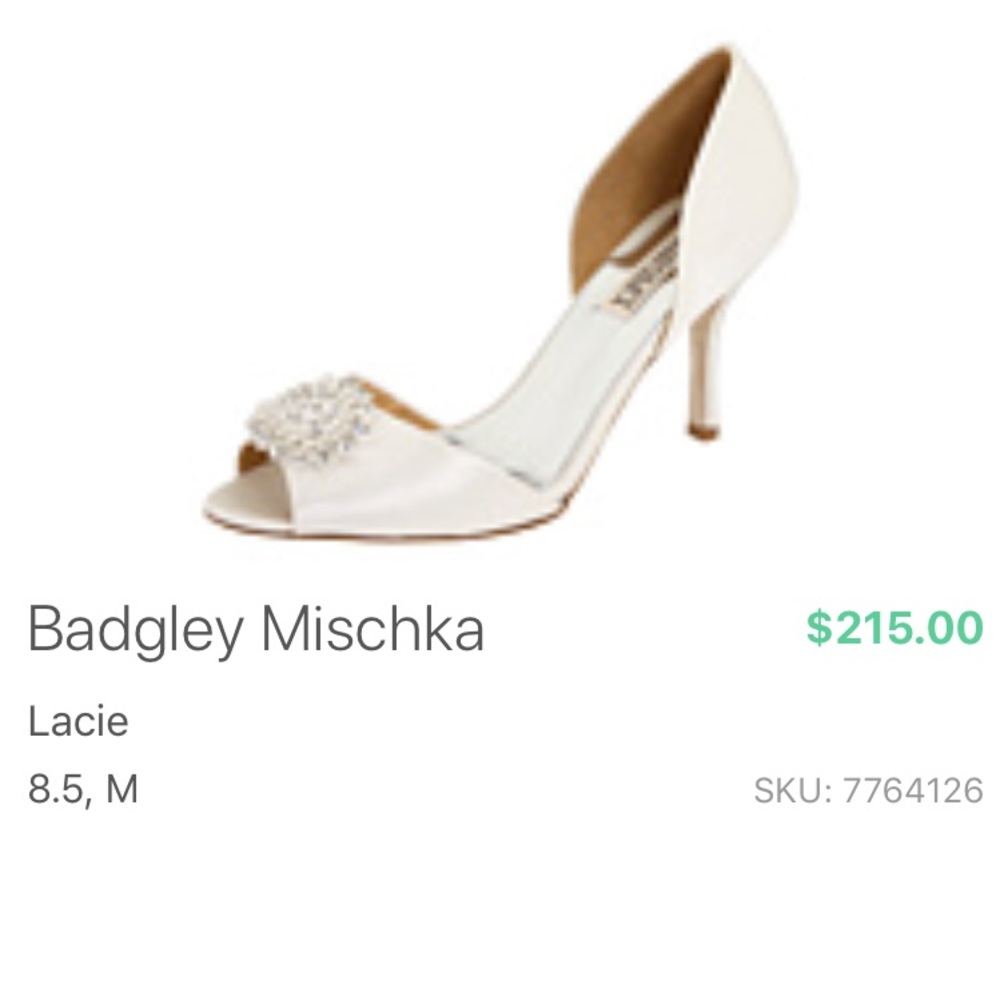 Badgley Mischka Lacie White Satin 8.5M - Picture 4 of 8